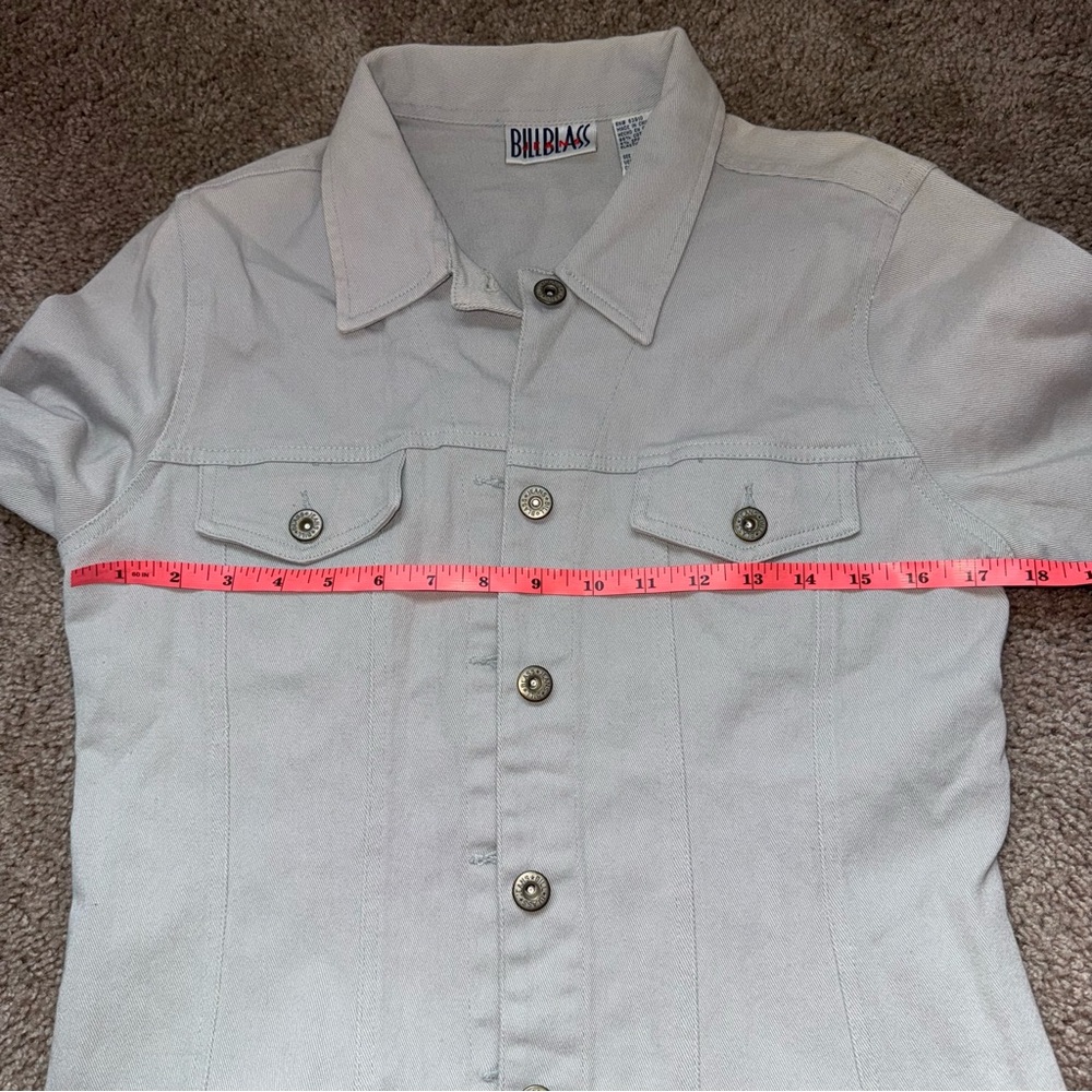 Bill Blass Jean Gray Denim Jacket 8 - Picture 3 of 6